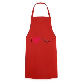I love papa, J'aime mon papa - version 4 - Tablier de cuisine - rouge - Devant - AI Model Male 185 dark (185cm)