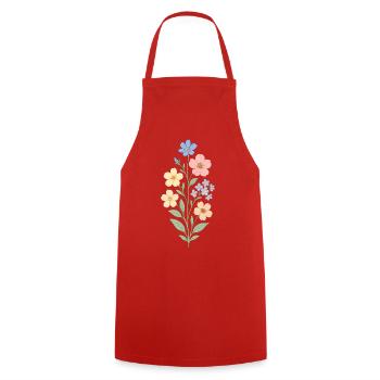 Bouquet aquarelle fleurs pastel - Tablier de cuisine - rouge - Devant - AI Model Male 185 dark (185cm)