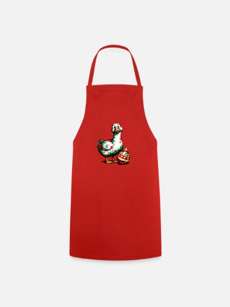 Gans mit Weihnachtskugel - Ei . 1 - Kochschürze - Rot