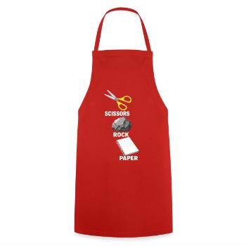 Schere Stein Papier Scissors Rock Paper Spiel - Kochschürze - Rot - Vorne - AI Model Male 185 dark (185cm)