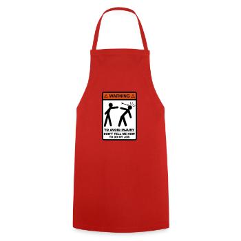 ATTENTION Ne me dites pas comment faire mon travail - Tablier de cuisine - rouge - Devant - AI Model Male 185 dark (185cm)