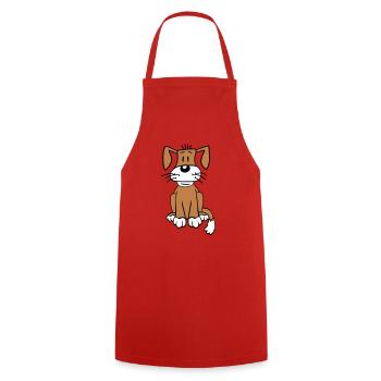 chien assis mignon petit chiot heureux animal de compagnie - Tablier de cuisine - rouge - Devant - AI Model Male 185 dark (185cm)