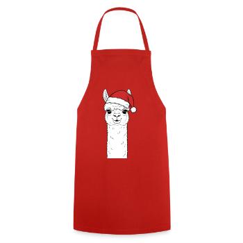 Alpaga de Noël avec chapeau - Tablier de cuisine - rouge - Devant - AI Model Male 185 dark (185cm)