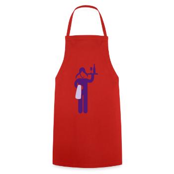 waitress - Cooking Apron - red - Front - AI Model Male 185 dark (185cm)