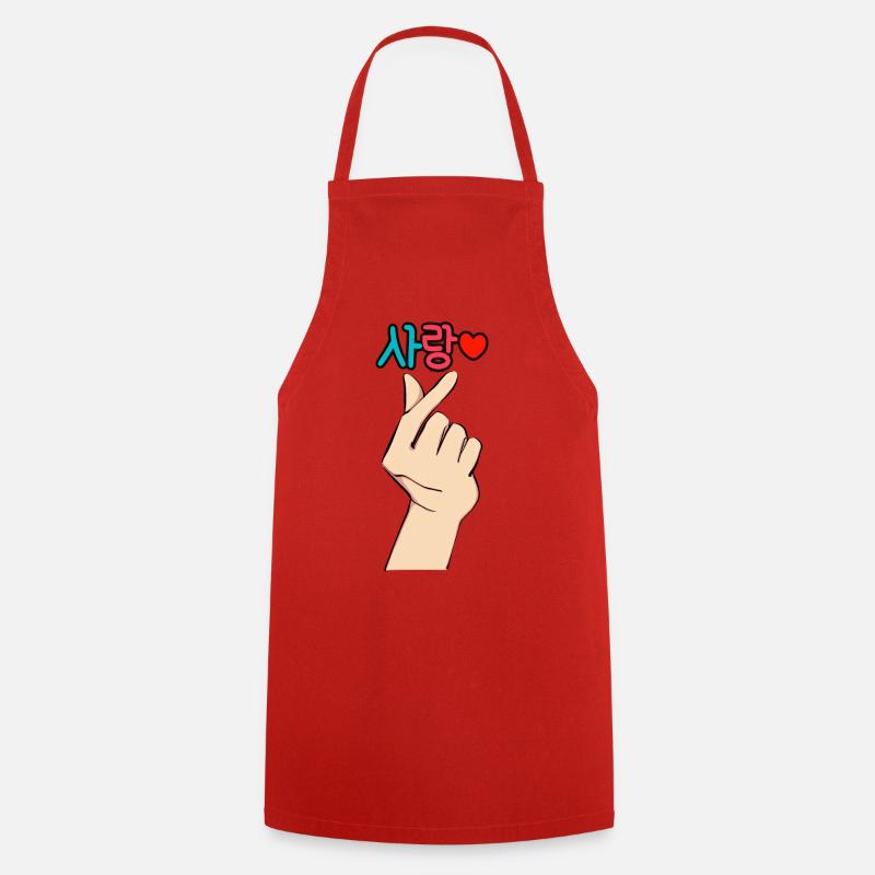 K-Pop Fingerherz Liebe – Sarang ❤️ - Cooking Apron - red