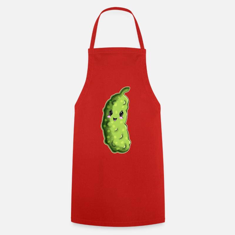 Dessin animé câlin au concombre - Tablier de cuisine - rouge
