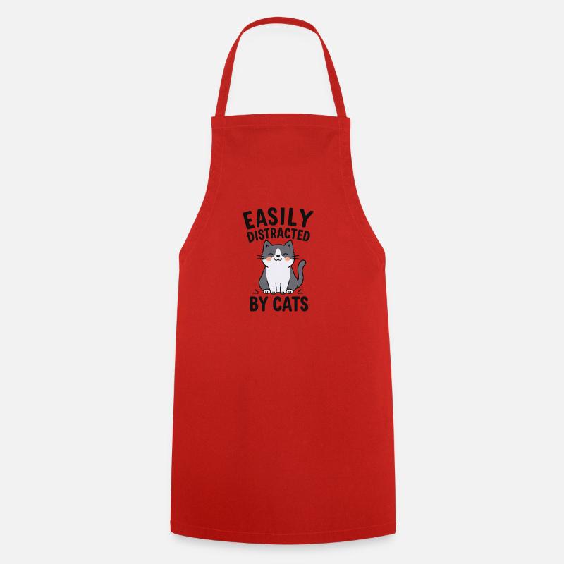 Humorous Cat Theme Design - Cooking Apron - red
