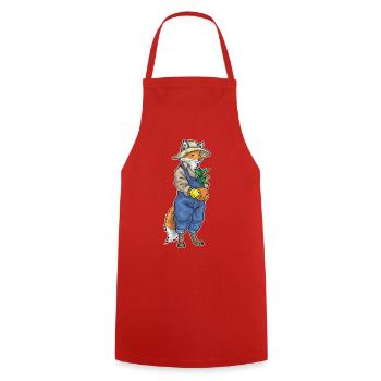 Fox Gardener Plant Garden - Cooking Apron - red - Front - AI Model Male 185 dark (185cm)