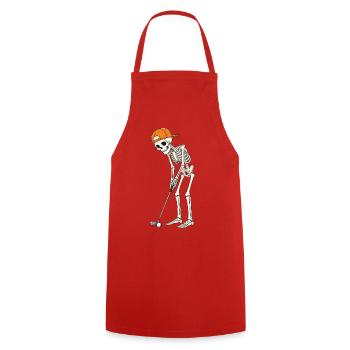 Golfing Skeleton Halloween Spooky Golfer - Cooking Apron - red - Front - AI Model Male 185 dark (185cm)