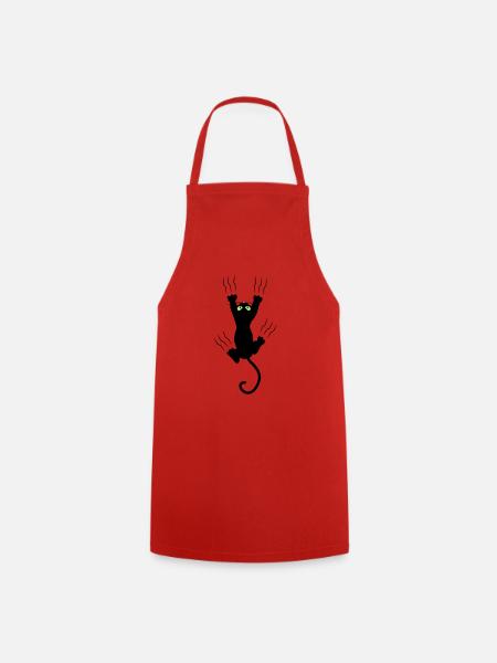 BAD BLACK CAT - Cooking Apron - red