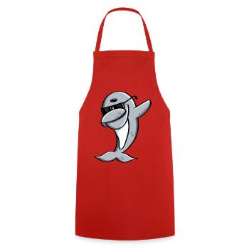 Dolphin Dances Dab Dance - Dabbing - Dolphins - Animal - Cooking Apron - red - Front - AI Model Male 185 dark (185cm)