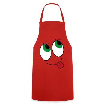 Comic-style eyes - Cooking Apron - red - Front - AI Model Male 185 dark (185cm)