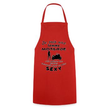 je suis une femme motarde - Tablier de cuisine - rouge - Devant - AI Model Male 185 dark (185cm)