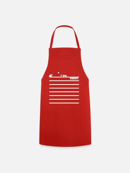 Marinière rouge Biarritz Vague Surf Camionnette - Tablier de cuisine - rouge