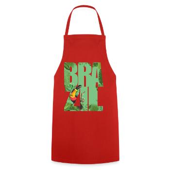 Brésil - Tablier de cuisine - rouge - Devant - AI Model Male 185 dark (185cm)
