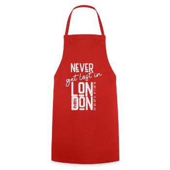 Never get lost in London - Kochschürze - Rot - Vorne - AI Model Male 185 dark (185cm)