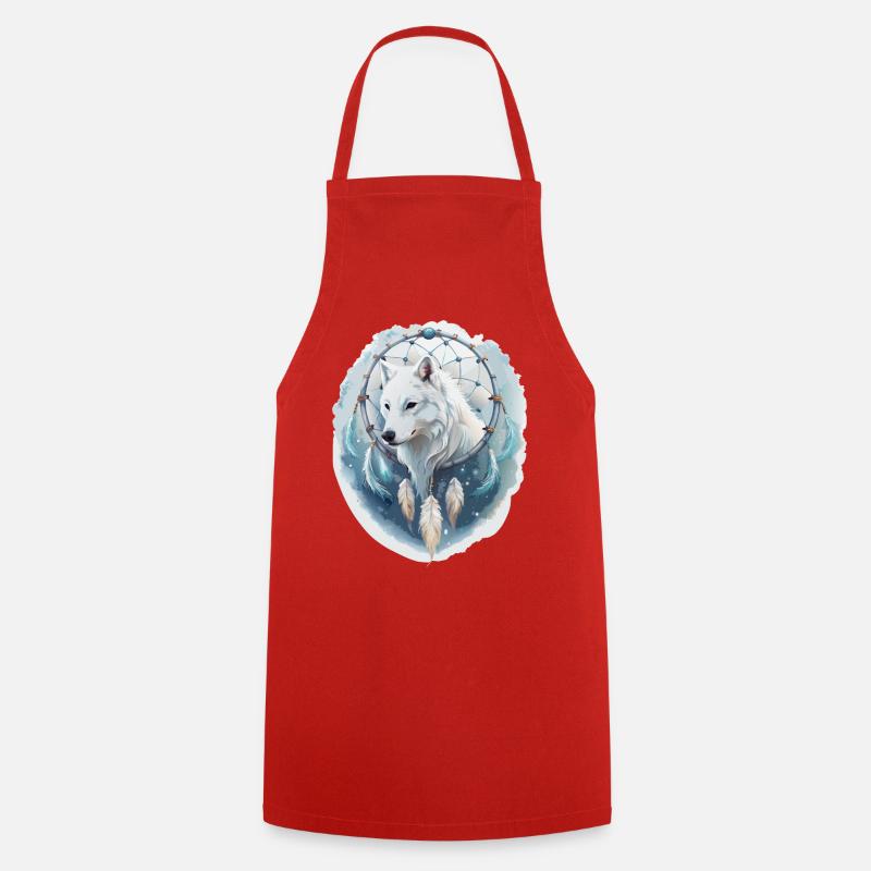 Loup dans un attrape-rêves - Design mystique. - Tablier de cuisine - rouge