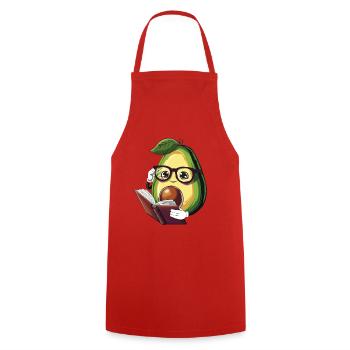 Avocado Reads a Book – Bookworm - Cooking Apron - red - Front - AI Model Male 185 dark (185cm)