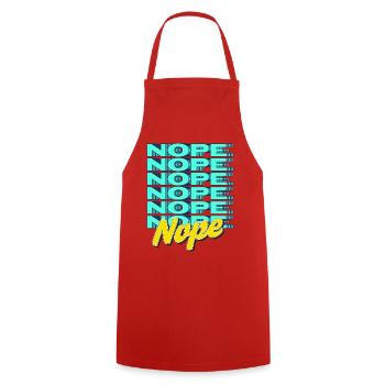 NOPE – Bold & Sassy Statement - Kochschürze - Rot - Vorne - AI Model Male 185 dark (185cm)