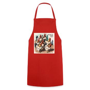 Chicken gang chaos on the farm - Cooking Apron - red - Front - AI Model Male 185 dark (185cm)