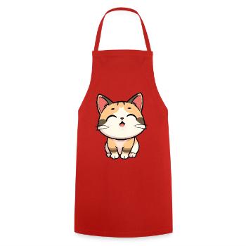 Cat - Cooking Apron - red - Front - AI Model Male 185 dark (185cm)