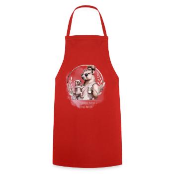 Chill Mom 2026 – Ne Pas Toucher à une Chill Mom - Tablier de cuisine - rouge - Devant - AI Model Male 185 dark (185cm)