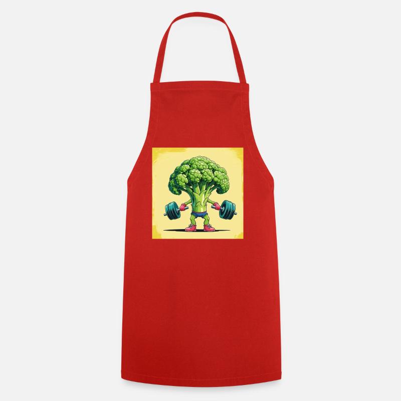 Centrale de brocoli avec haltère - Tablier de cuisine - rouge