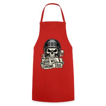Volonté de fer, âme chromée - Tablier de cuisine - rouge - Devant - AI Model Male 185 dark (185cm)
