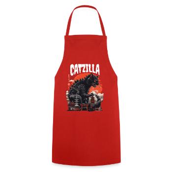 Catzilla Chat Japonais - Tablier de cuisine - rouge - Devant - AI Model Male 185 dark (185cm)
