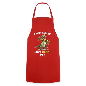 J'adore le dinosaure T-Rex du maïs drôle - Tablier de cuisine - rouge - Devant - AI Model Male 185 dark (185cm)