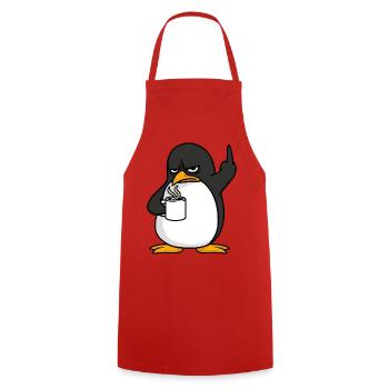Pinguin Kaffee Kaffeeliebhaber Büro Mittelfinger - Kochschürze - Rot - Vorne - AI Model Male 185 dark (185cm)