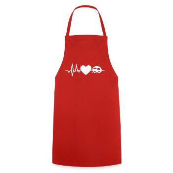 Heart Line Caravan with Heart Design for Campers - Cooking Apron - red - Front - AI Model Male 185 dark (185cm)