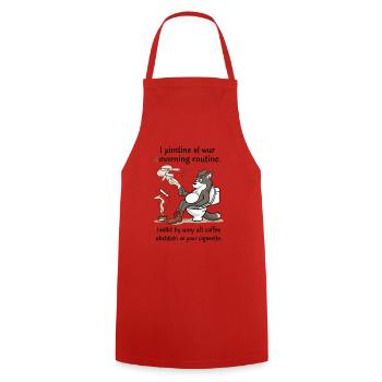 Morning ritual wolf on toilet animals coffee - Cooking Apron - red - Front - AI Model Male 185 dark (185cm)