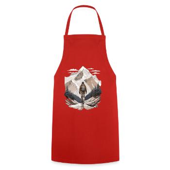 Hikers in front of mountain peaks - Cooking Apron - red - Front - AI Model Male 185 dark (185cm)