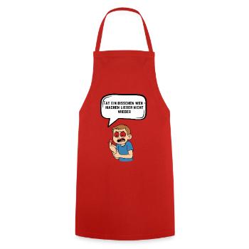 Kleiner Schmerz Warnung Comic Spruch - Kochschürze - Rot - Vorne - AI Model Male 185 dark (185cm)