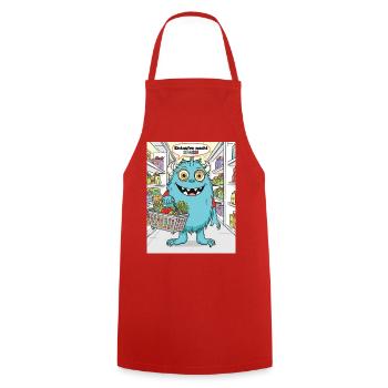 Einkaufsmonster Cartoonstil - Kochschürze - Rot - Vorne - AI Model Male 185 dark (185cm)