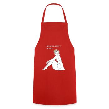 Grace Doesn't Hurry – Line Art Summer Motif - Cooking Apron - red - Front - AI Model Male 185 dark (185cm)