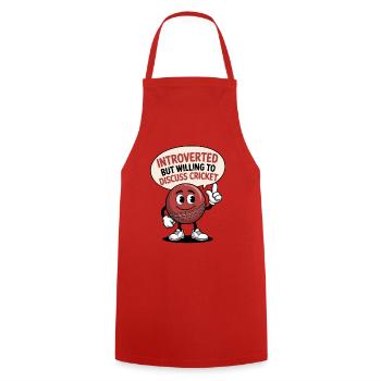 Drôle de cricket : Jeu de cricket vintage - Tablier de cuisine - rouge - Devant - AI Model Male 185 dark (185cm)