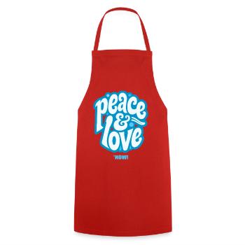 PEACE LOVE #3 - let's talk - Cooking Apron - red - Front - AI Model Male 185 dark (185cm)
