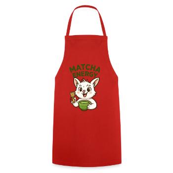 Matcha Energy Bunny Illustration - Cooking Apron - red - Front - AI Model Male 185 dark (185cm)