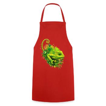 Green Chameleon – Nature Graffiti Art - Cooking Apron - red - Front - AI Model Male 185 dark (185cm)