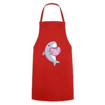 Amour mignon des requins à la première morsure Drôle de Valentine - Tablier de cuisine - rouge - Devant - AI Model Male 185 dark (185cm)