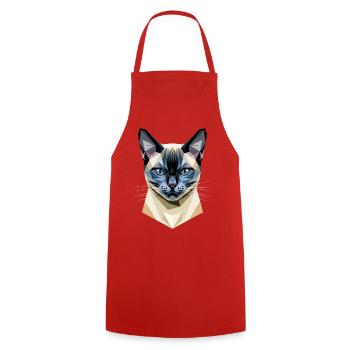 Siamkatze Siam Katze Siamese Cat Siamesen Katzen - Kochschürze - Rot - Vorne - AI Model Male 185 dark (185cm)