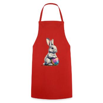 Retro Bunny with Sunglasses Easter Rabbit Ears - Cooking Apron - red - Front - AI Model Male 185 dark (185cm)