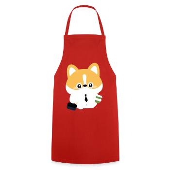 Corgi en cravate avec tasse de café - Tablier de cuisine - rouge - Devant - AI Model Male 185 dark (185cm)