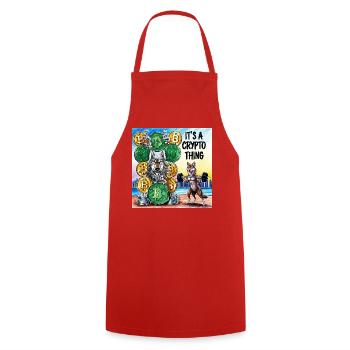 Crypto Wolf and Fox Power - Cooking Apron - red - Front - AI Model Male 185 dark (185cm)