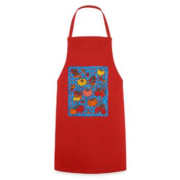 Cute Tomato Shirt, Cute Tomato Retro Apron - Cooking Apron - red - Front - AI Model Male 185 dark (185cm)