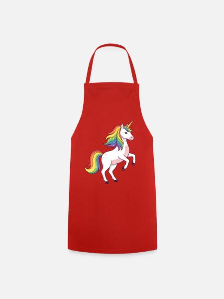 Regenbogenmähne Einhorn - Kochschürze - Rot
