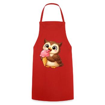 Süße Eule mit Eiskrone Sommer Cartoon König  - Cooking Apron - red - Front - AI Model Male 185 dark (185cm)
