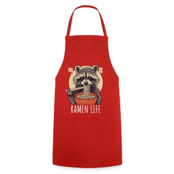 Japan Waschbär Ramen Nudel Retro Welle Motiv - Kochschürze - Rot - Vorne - AI Model Male 185 dark (185cm)